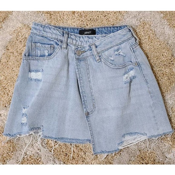Vervet High Rise‎ Asymmetrical Vintage Wash Demin Skirt Size XS - Picture 1 of 5